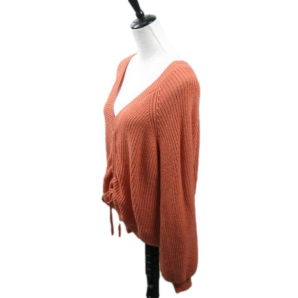 SO Peach Cinched Drawstring Front Sweater Size Large - Picture 3 of 5